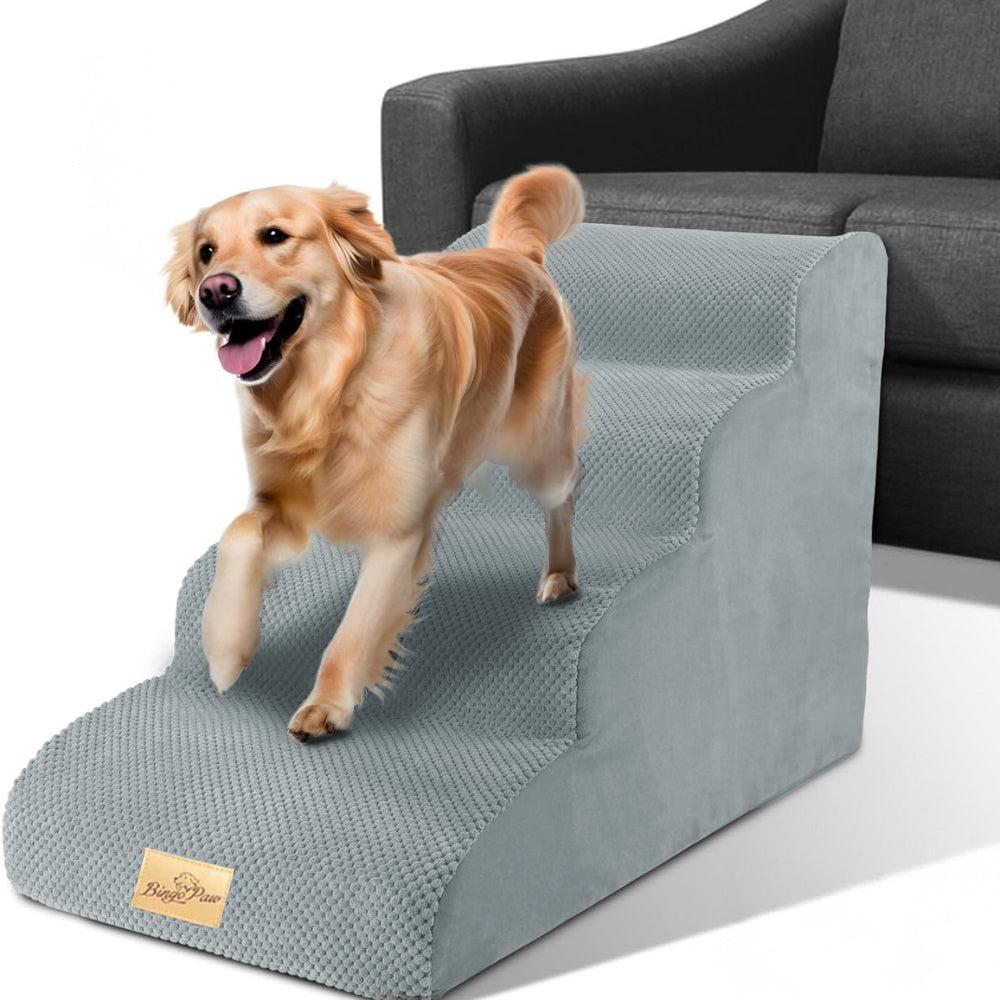 4-Tier Foam Dog Steps Pet Stairs Ramp for Beds and Couches