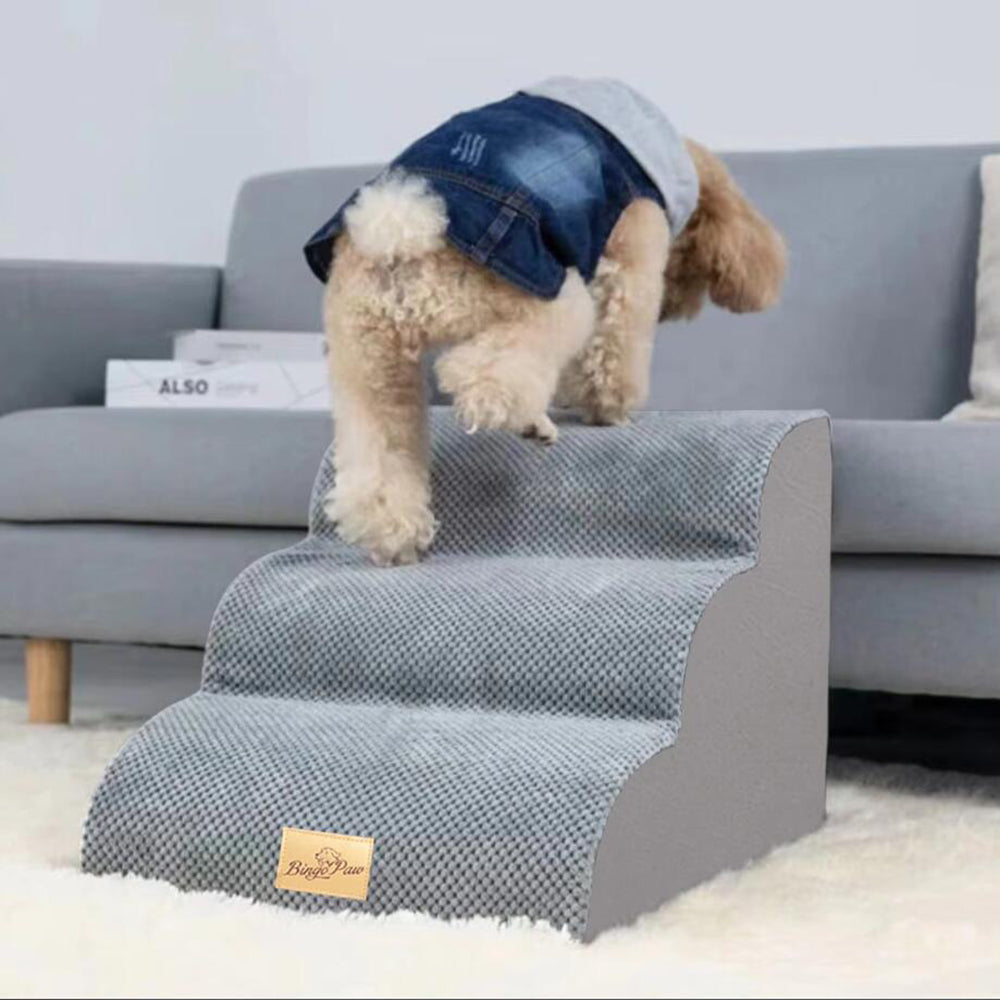 4-Tier Foam Dog Steps Pet Stairs Ramp for Beds and Couches