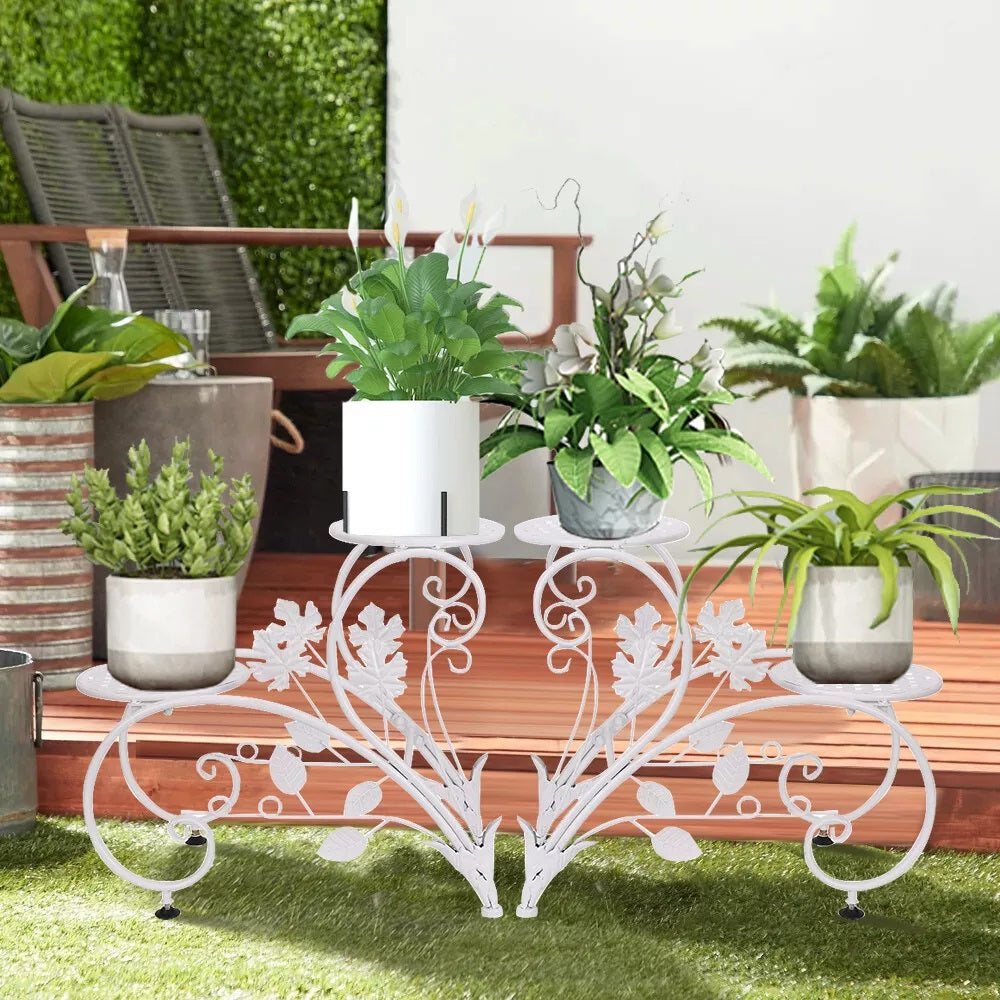 Set of 2 Heavy Duty Metal Round Plant Stand Rustproof Flower Pot Display Holder