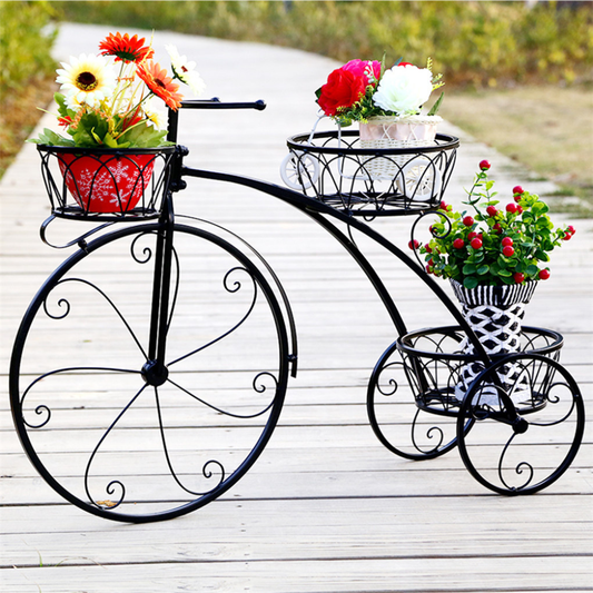3-Tier Bicycle Plant Stand Wrought Iron Tricycle Planter