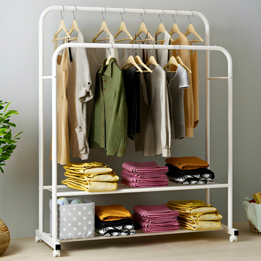 Heavy Duty Rolling Garment Rack Cloth Hanger and Shoes Organizer