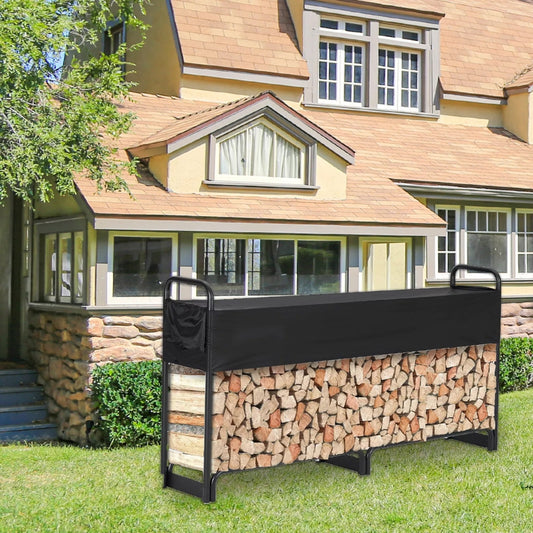 12.7FT Outdoor Firewood Rack with Cover Heavy Duty Firewood Holder
