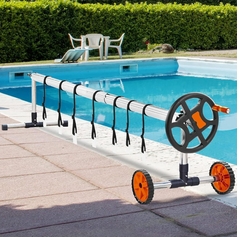 Pool Cover Reel Solar Inground Cover Aluminum Reel Set with Sandbags