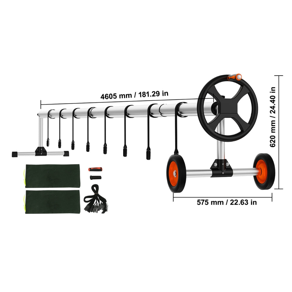 Pool Cover Reel Solar Inground Cover Aluminum Reel Set with Sandbags