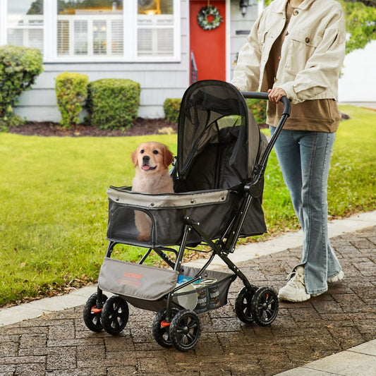Premium Rotating Pet Stroller for Easy Travel with Brakes Pad and Cup Holder