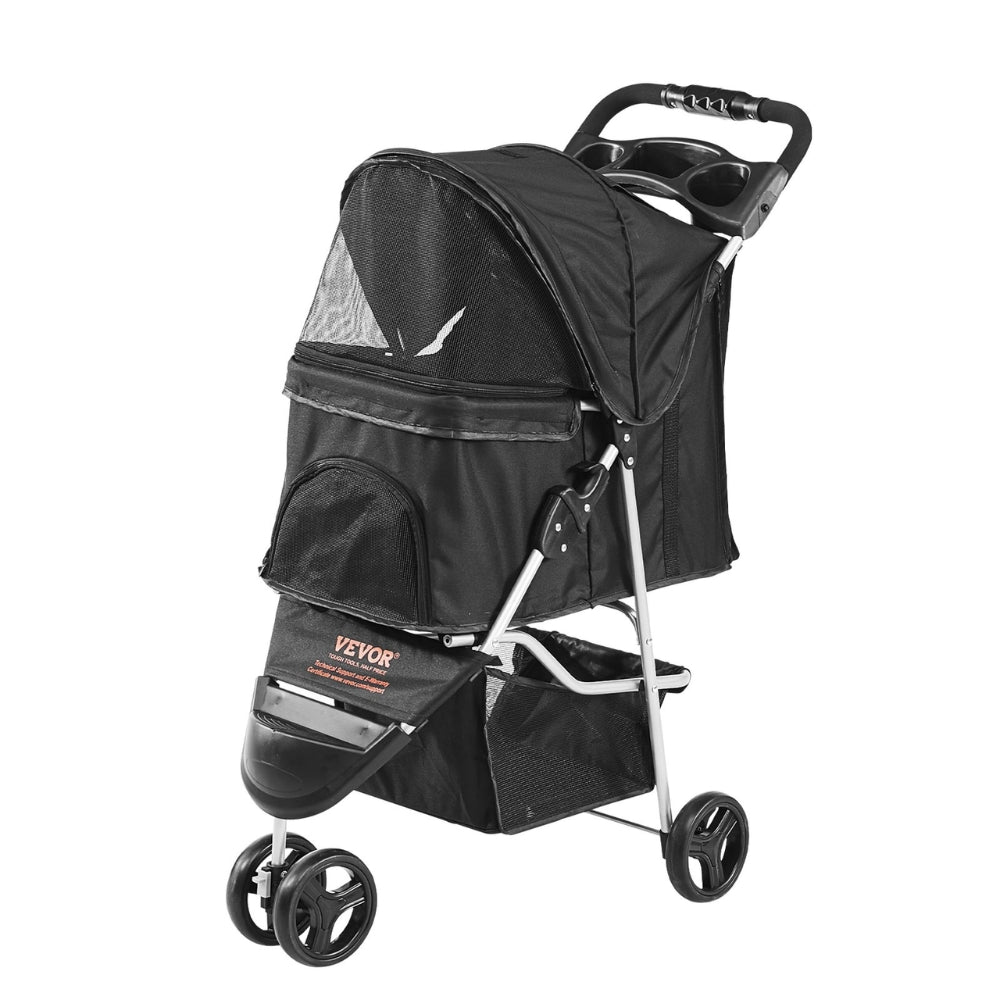 Premium Rotating Pet Stroller for Easy Travel with Brakes Pad and Cup Holder
