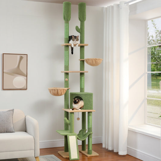 Cactus Cat Tree Floor to Ceiling Cat Tower with Adjustable Heigh