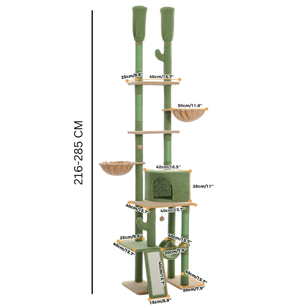 Cactus Cat Tree Floor to Ceiling Cat Tower with Adjustable Heigh