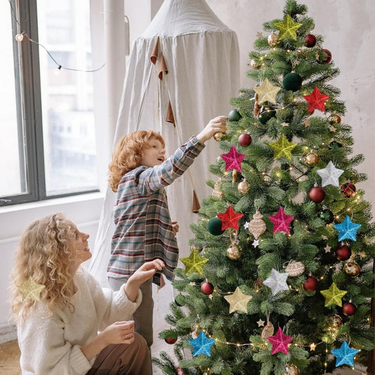 Glitter Star Ornaments Christmas Tree Hanging Pendant