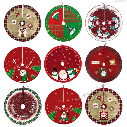 Christmas Tree Skirt Red Christmas Tree Foot Cover Santa Claus Snowflake Christmas Tree Carpet