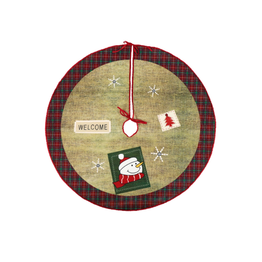 Christmas Tree Skirt Red Christmas Tree Foot Cover Santa Claus Snowflake Christmas Tree Carpet
