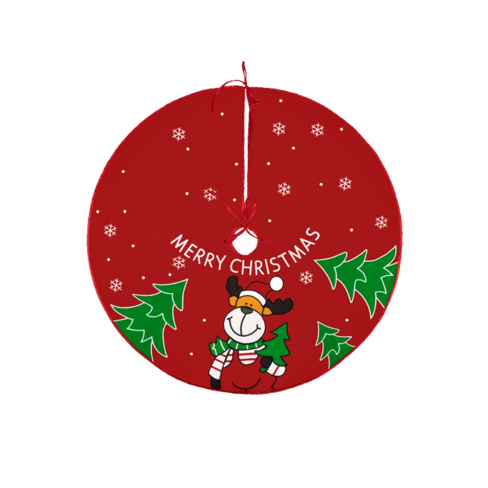 Christmas Tree Skirt Red Christmas Tree Foot Cover Santa Claus Snowflake Christmas Tree Carpet