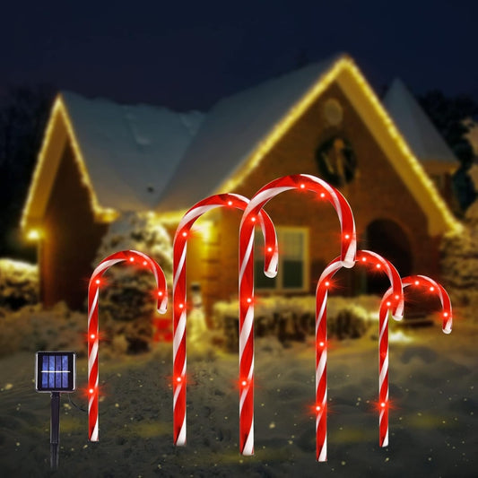 5PCS Set Solar Cane Light Outdoor Waterproof Christmas Candy Ground Light Garden
