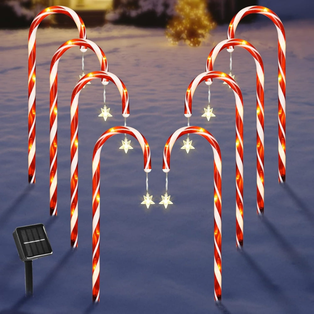 5PCS Set Solar Cane Light Outdoor Waterproof Christmas Candy Ground Light Garden