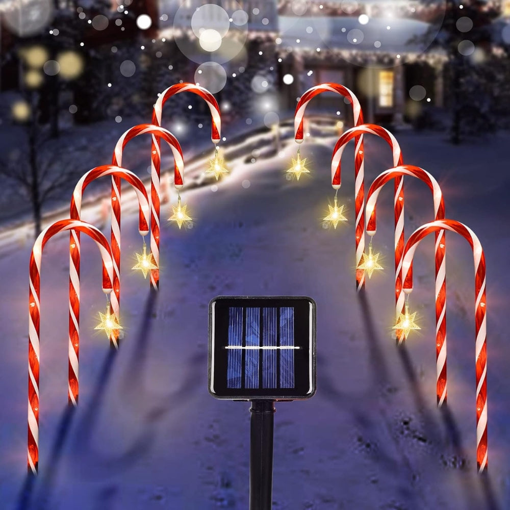 5PCS Set Solar Cane Light Outdoor Waterproof Christmas Candy Ground Light Garden