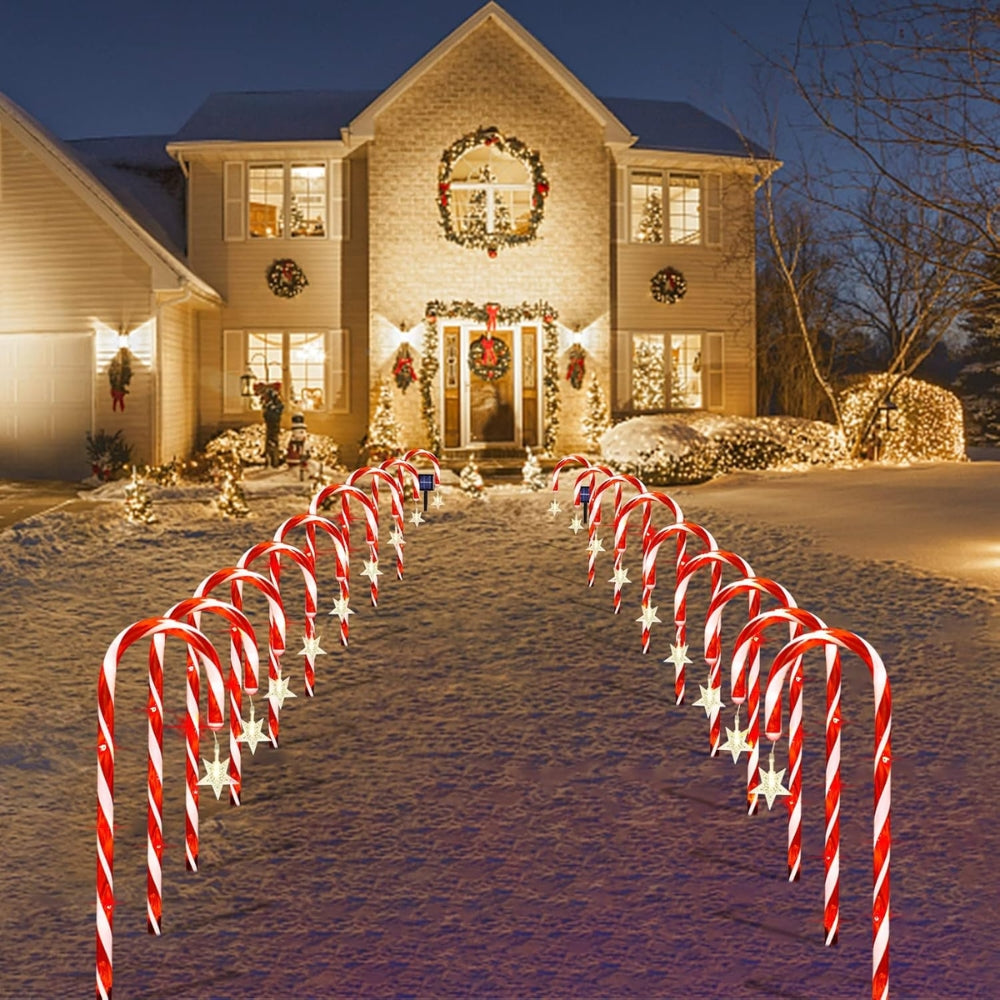 5PCS Set Solar Cane Light Outdoor Waterproof Christmas Candy Ground Light Garden