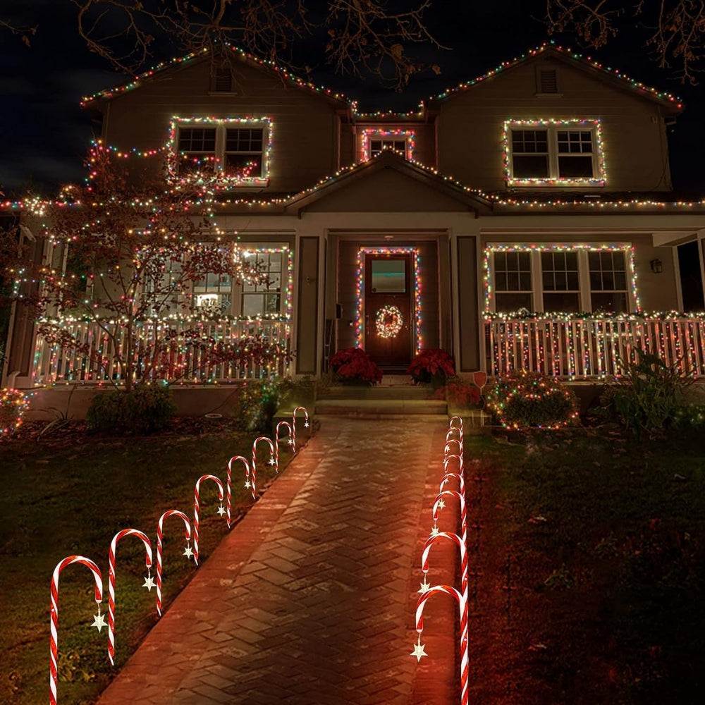 5PCS Set Solar Cane Light Outdoor Waterproof Christmas Candy Ground Light Garden