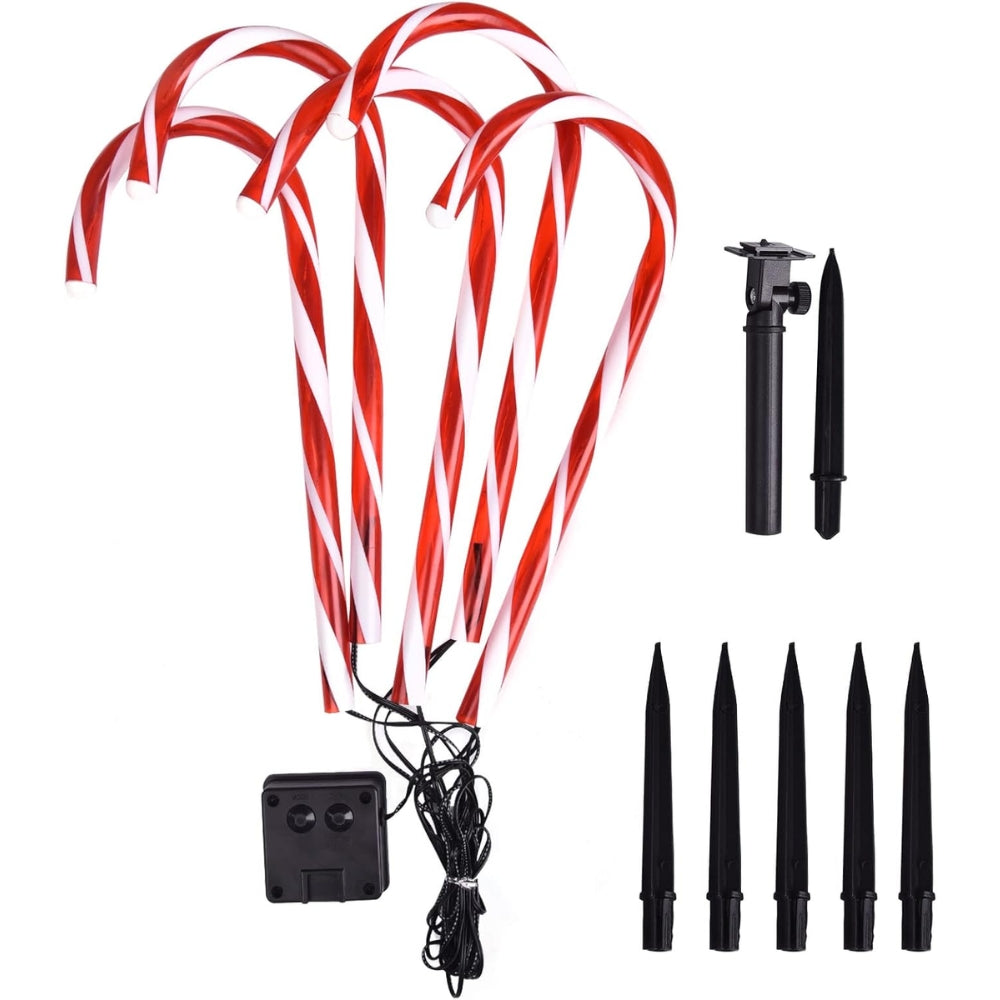 5PCS Set Solar Cane Light Outdoor Waterproof Christmas Candy Ground Light Garden
