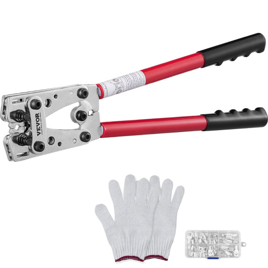 Battery Cable Lug Crimping Tool Aluminum Terminal Battery Lug Crimper with 60PCS Aluminum Ring Connectors