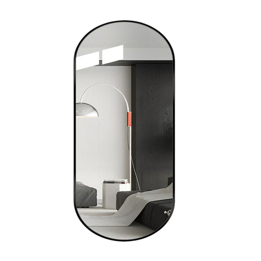 Oval Black Metal Mirror for Modern Bathrooms