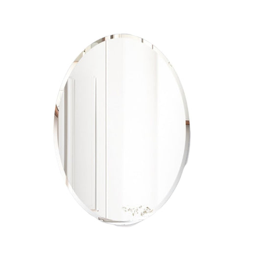 Frameless Silver Oval Vanity Mirror Beveled Edge Art Wall Decor