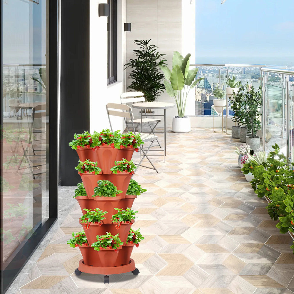 GREENHAVEN 5-Tier Stackable Vertical Garden Planter Pots - Space-Saving Planting Solution