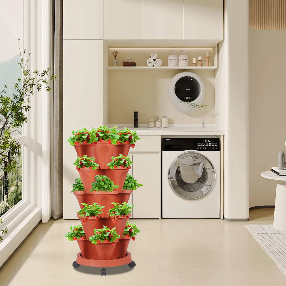 GREENHAVEN 5-Tier Stackable Vertical Garden Planter Pots - Space-Saving Planting Solution