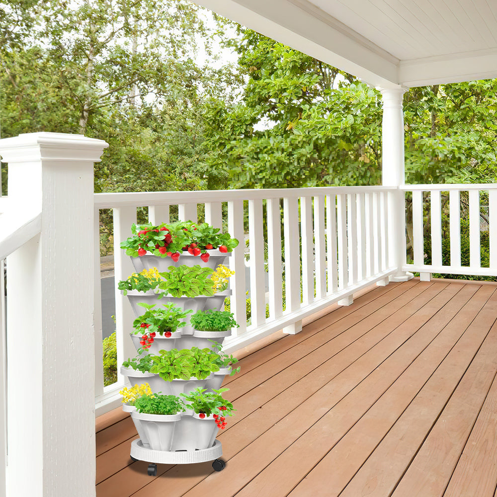 GREENHAVEN 5-Tier Stackable Vertical Garden Planter Pots - Space-Saving Planting Solution