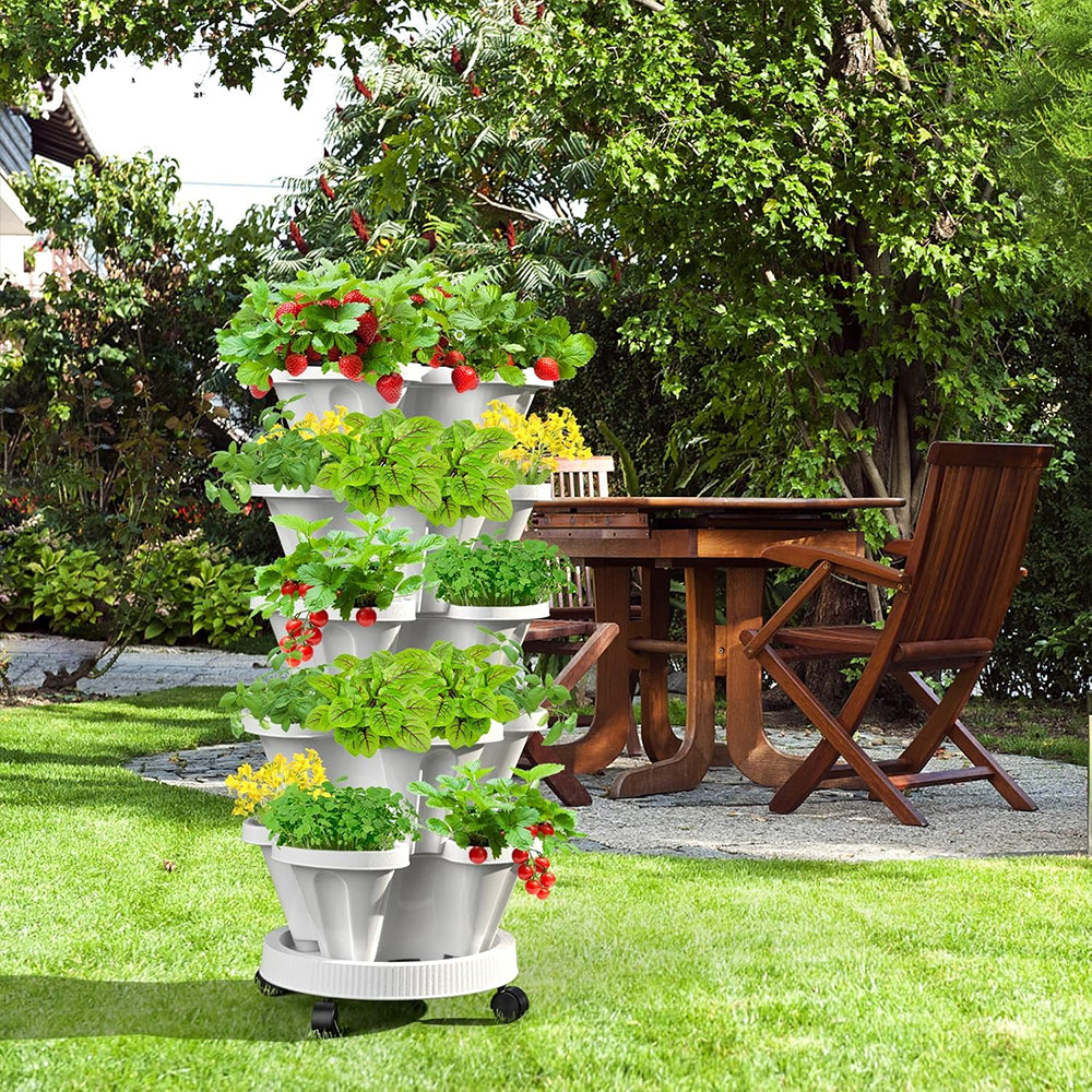 GREENHAVEN 5-Tier Stackable Vertical Garden Planter Pots - Space-Saving Planting Solution