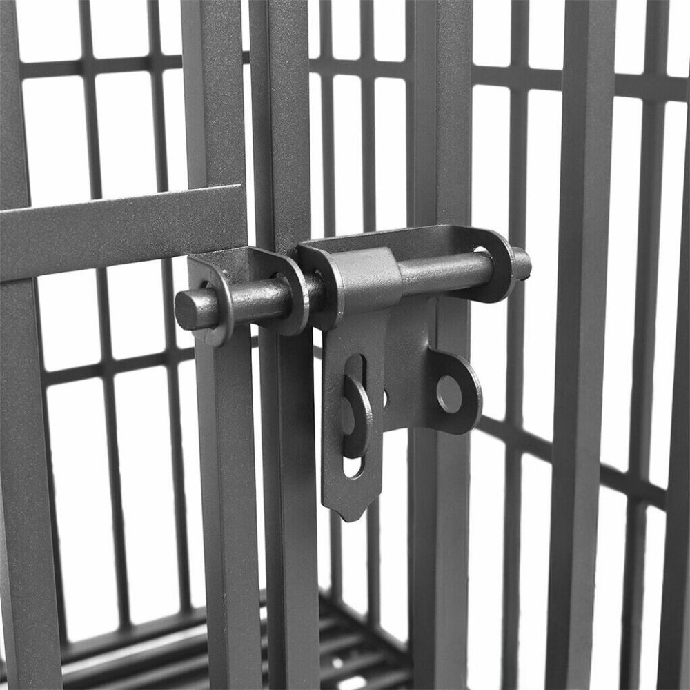 Mobile Heavy Duty Dog Crate with 3 Doors and Bottom Tray