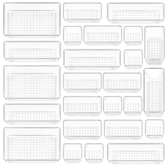 STORFEX Multifunctional Clear Plastic Drawer Organizers Set