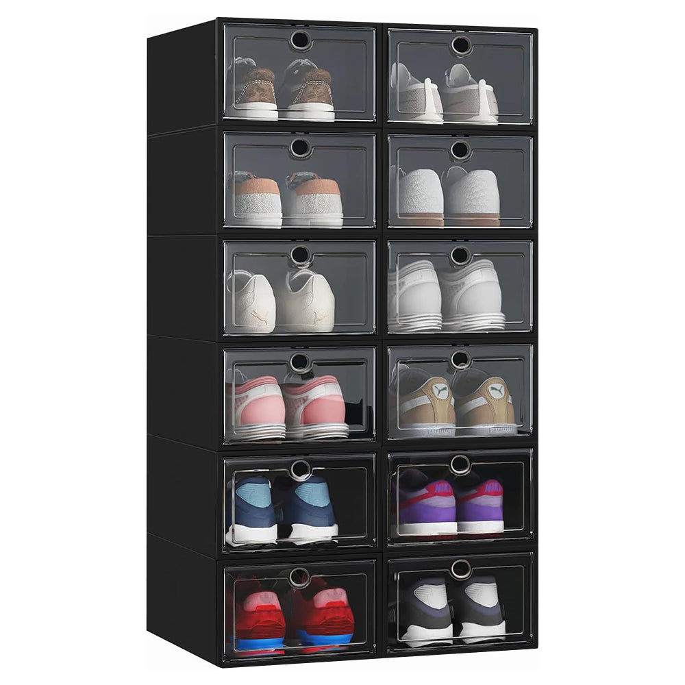 STORFEX Set Of 6/12 Stackable Shoe Box Organizer With Lid