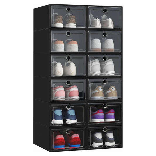 STORFEX Set Of 6/12 Stackable Shoe Box Organizer With Lid