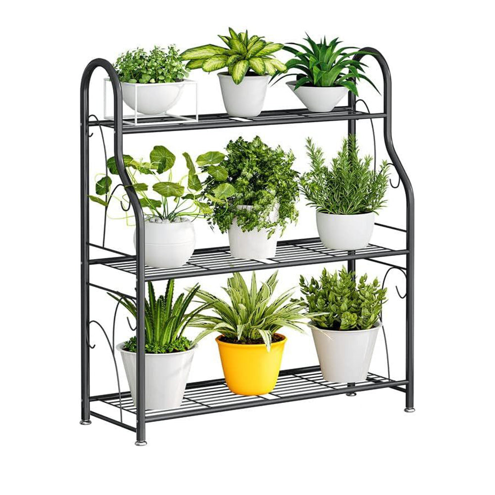 GREENHAVEN 3 Tier Metal Plant Stand - Sturdy Display Rack for Indoor and Outdoor Use