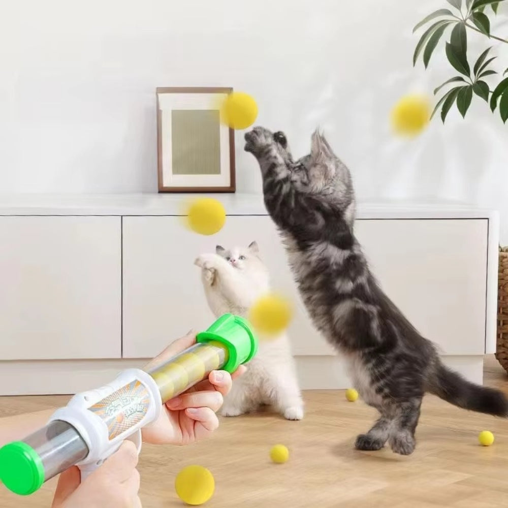 Interactive Cat Toy Shooter with Plush Ball for Training and Play