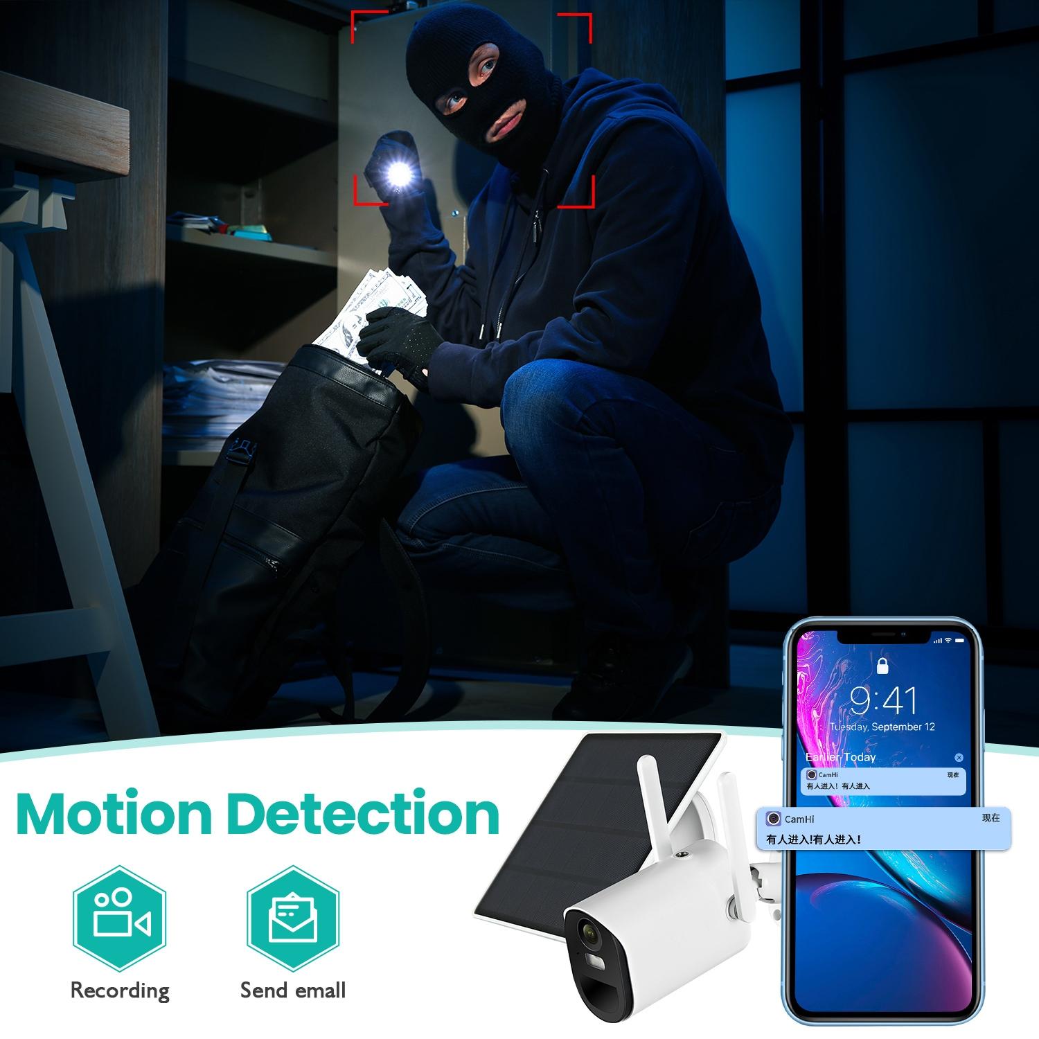 Solar-Powered Wifi Camera 1080P Hd Motion Detection Night Vision 2-Way Audio Tf Card-1915197415804243975