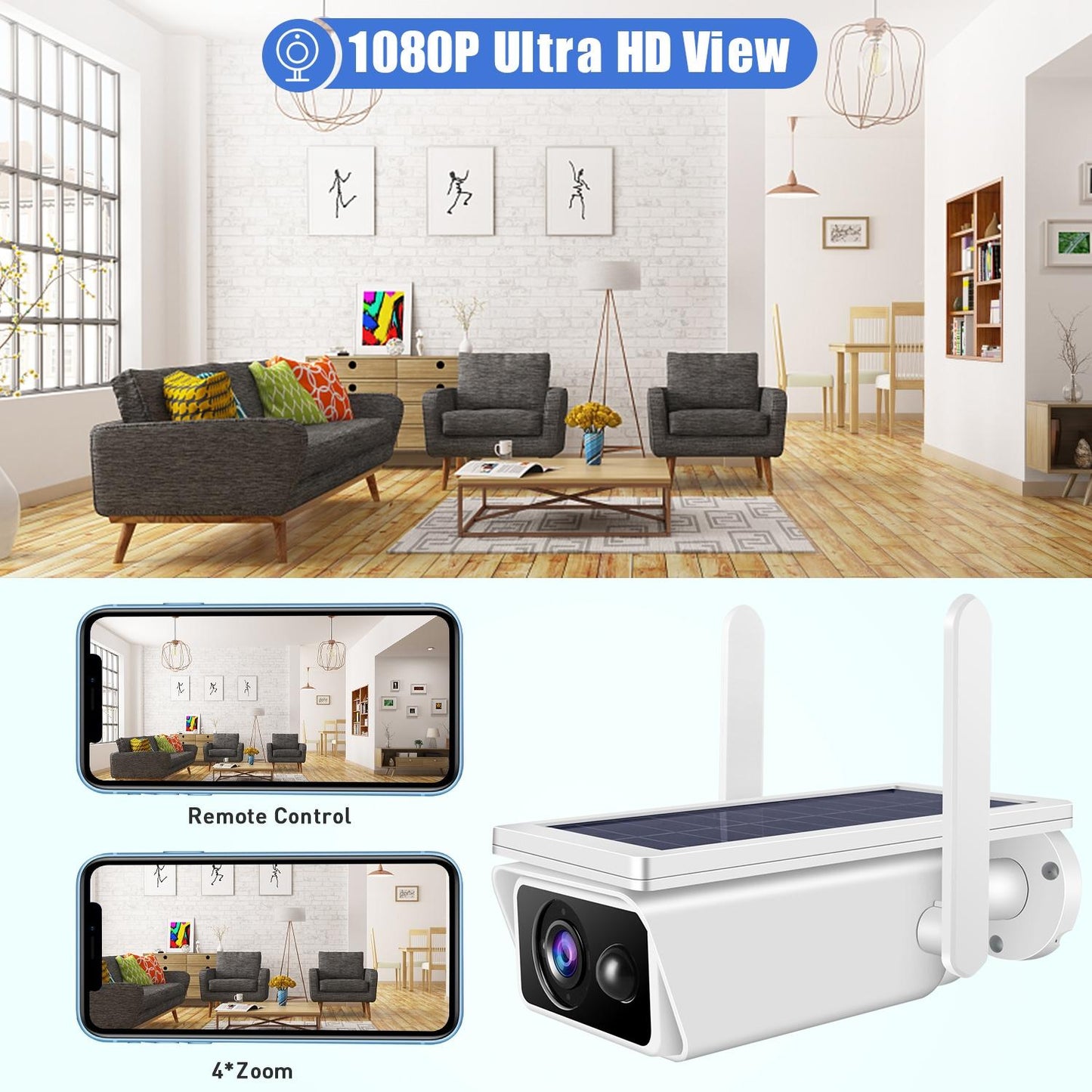 Solar-Powered 1080P Wifi Security Camera With Night Vision And Two-Way Audio-1915197859951677443
