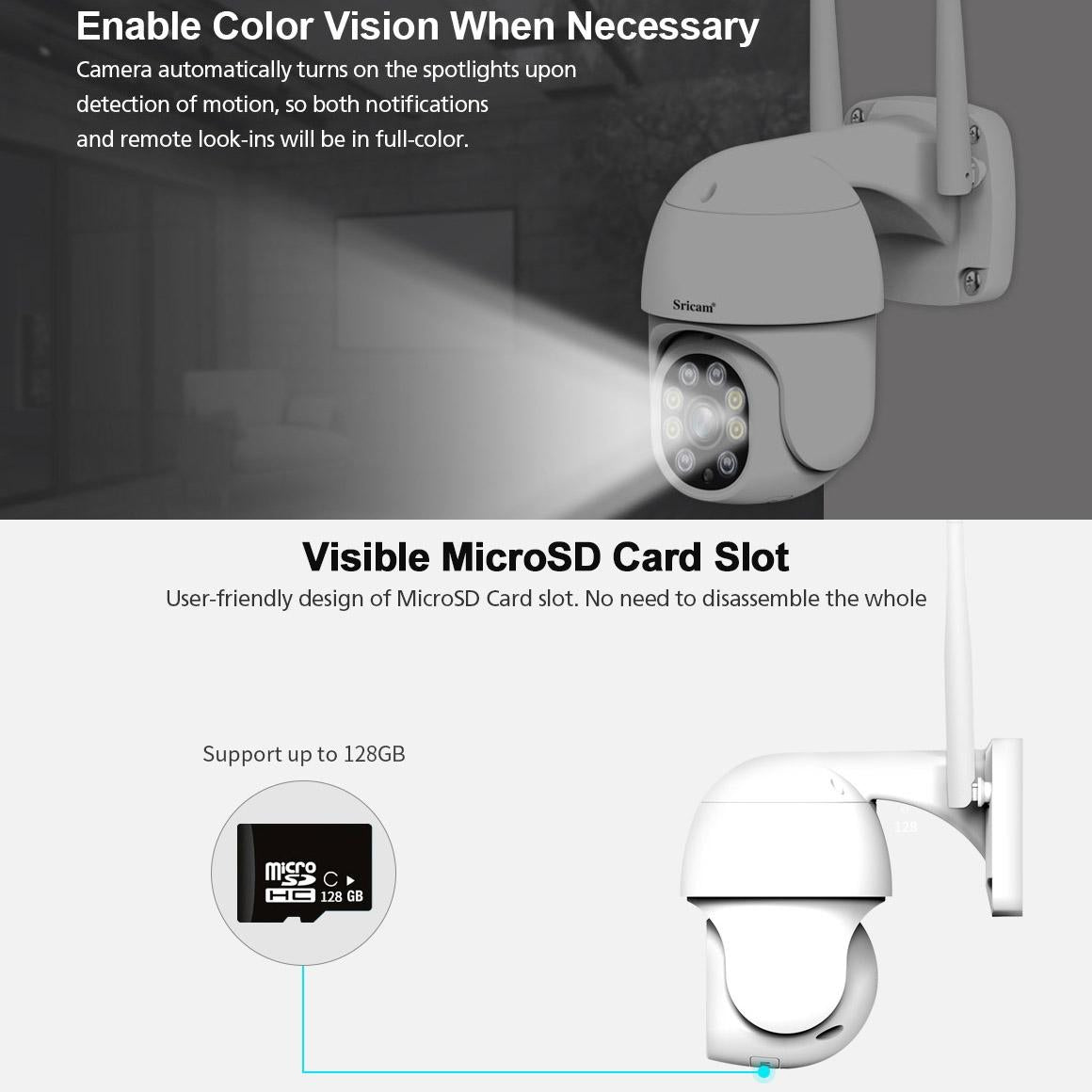 Outdoor Ptz Camera With 1080P Hd Two-Way Audio Motion & Humanoid Detection Colour Night Vision Tf Card Support-1915196613396140034
