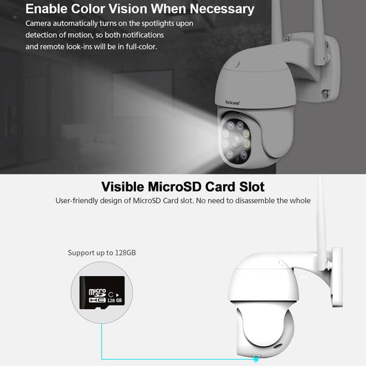 Outdoor Ptz Camera With 1080P Hd Two-Way Audio Motion & Humanoid Detection Colour Night Vision Tf Card Support-1915196613396140034