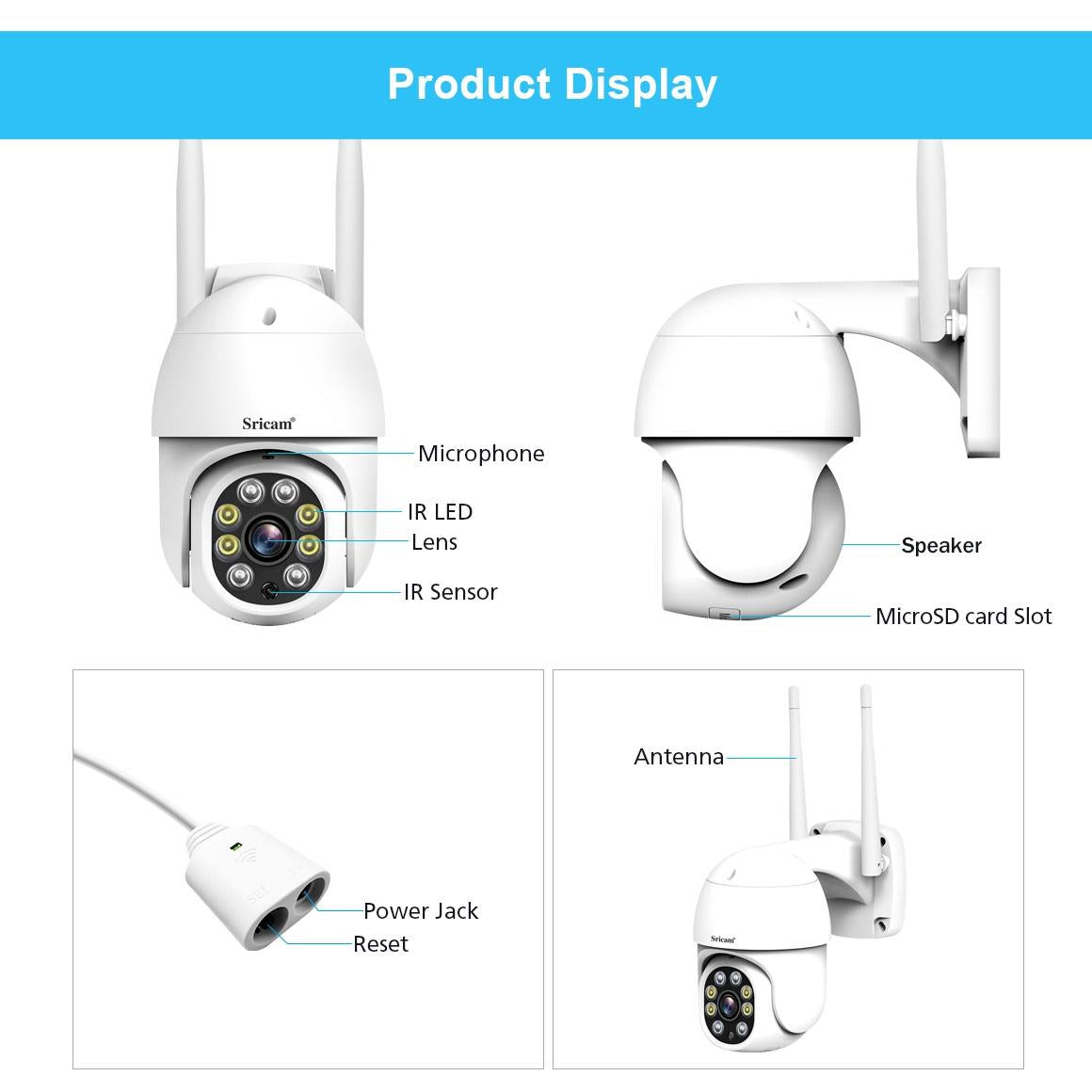 Outdoor Ptz Camera With 1080P Hd Two-Way Audio Motion & Humanoid Detection Colour Night Vision Tf Card Support-1915196613396140039