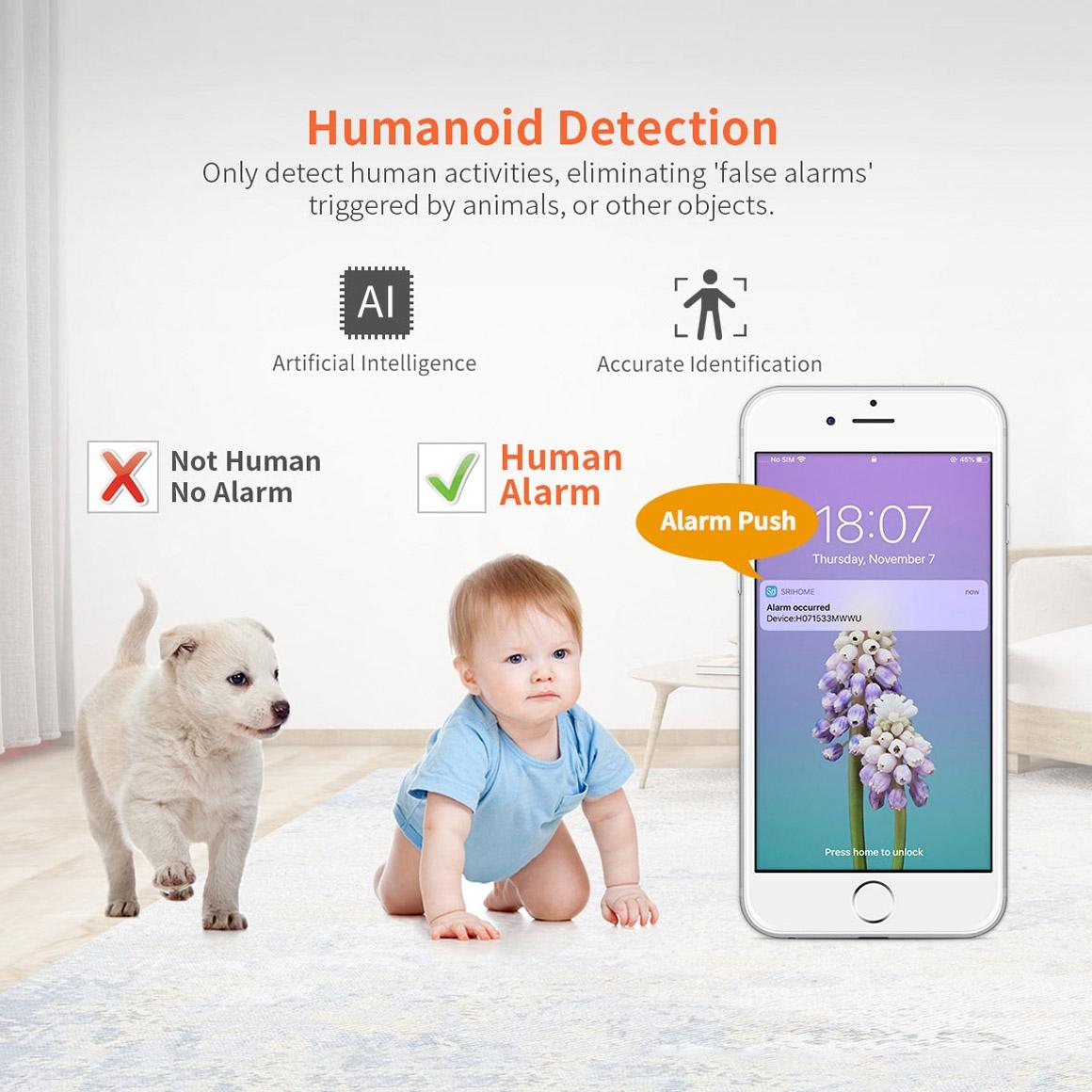 Ai Camera With 3.0Mp 1296P Hd Two-Way Talk Motion & Humanoid Detection Night Vision Tf Card Support-1915196612376924166