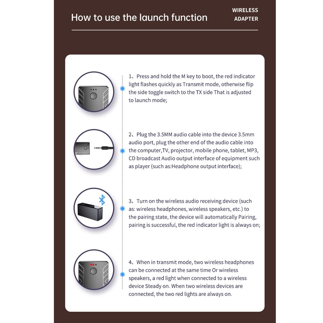 2-In-1 Bluetooth Audio Adapter T-19 Receiver / Transmitter-1915197822324576264