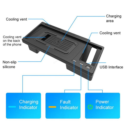 10W Wireless Charger For Volkswagen Teramont 2021 - Qi Standard Quick Charging-1915197433390960641