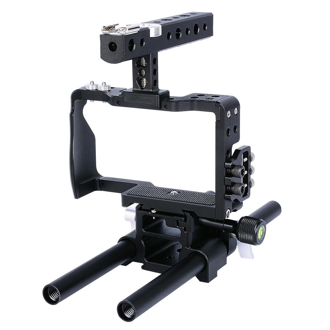 Sony A6000 / A6300 / A6400 / A6500 Camera Cage Stabilizer With Handle - Black-1915196753100017665