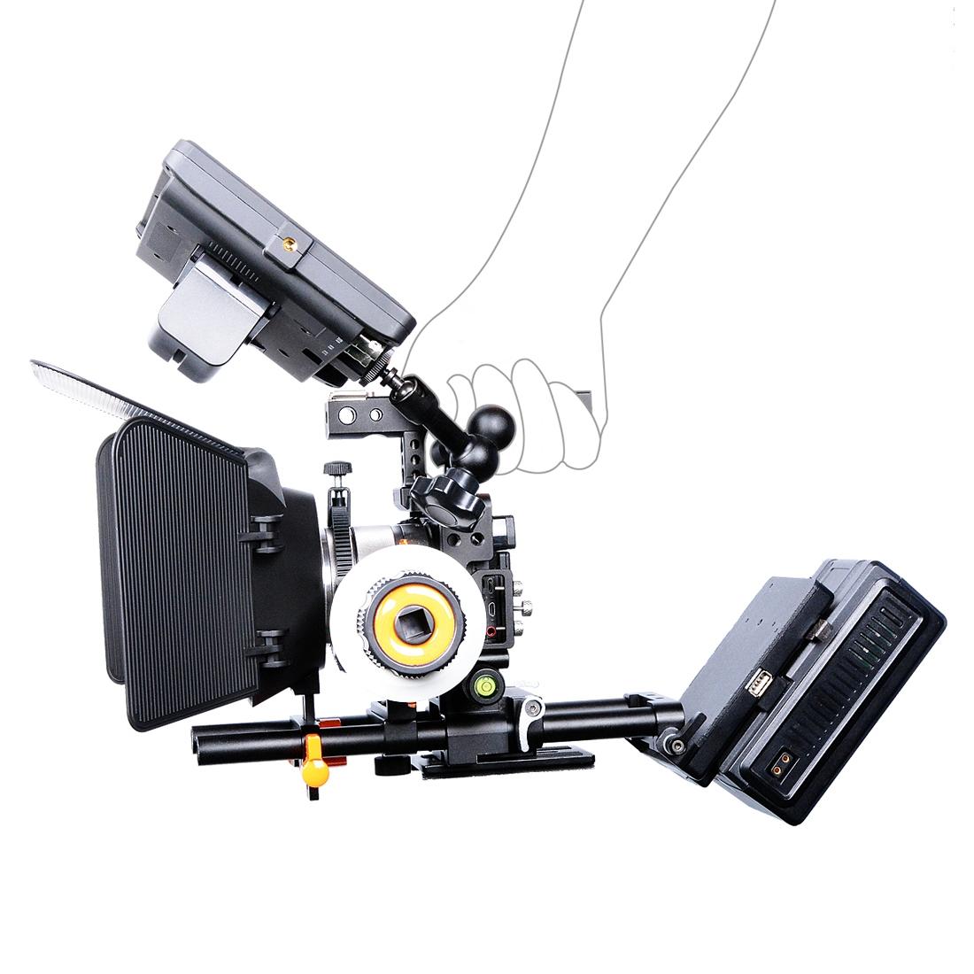 Sony A6000 / A6300 / A6400 / A6500 Camera Cage Stabilizer With Handle - Black-1915196753100017666