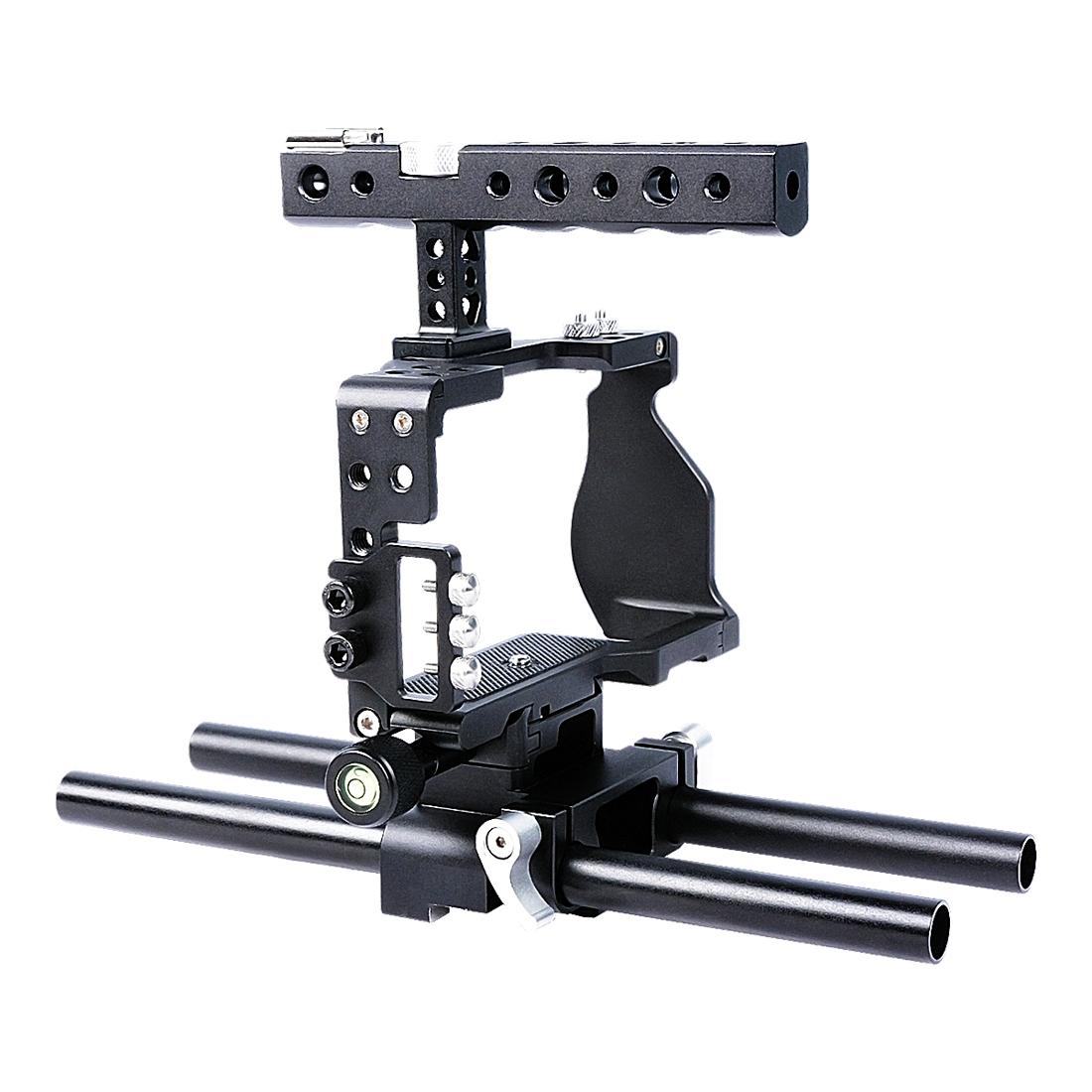 Sony A6000 / A6300 / A6400 / A6500 Camera Cage Stabilizer With Handle - Black-1915196753100017668