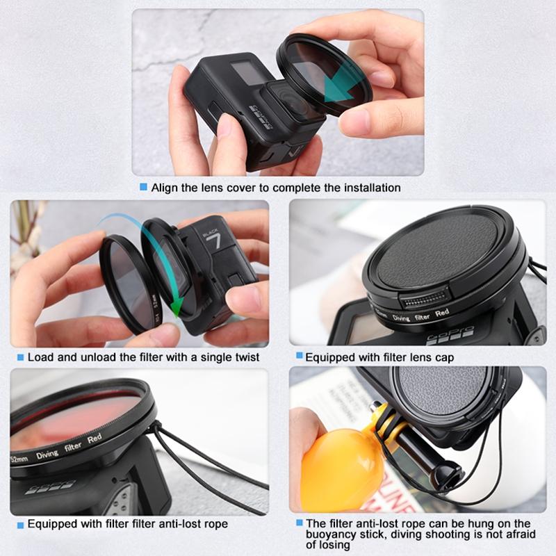 52Mm Professional Filter Set For Gopro Hero 7 / 6 / 5 With Adapter And Lens Cap-1915196990237577222