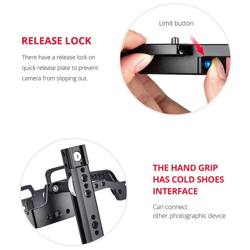 Video Camera Cage Stabilizer For Dji Bmpcc 4K - Black Handle-1915196500468699141