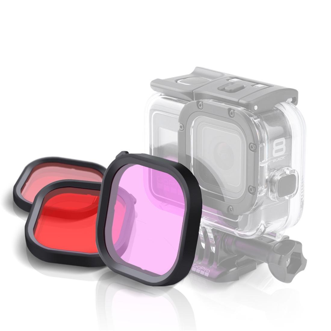 Square Diving Lens Filter Kit For Gopro Hero8 Waterproof Housing - 3 Colours-1915197211487113218