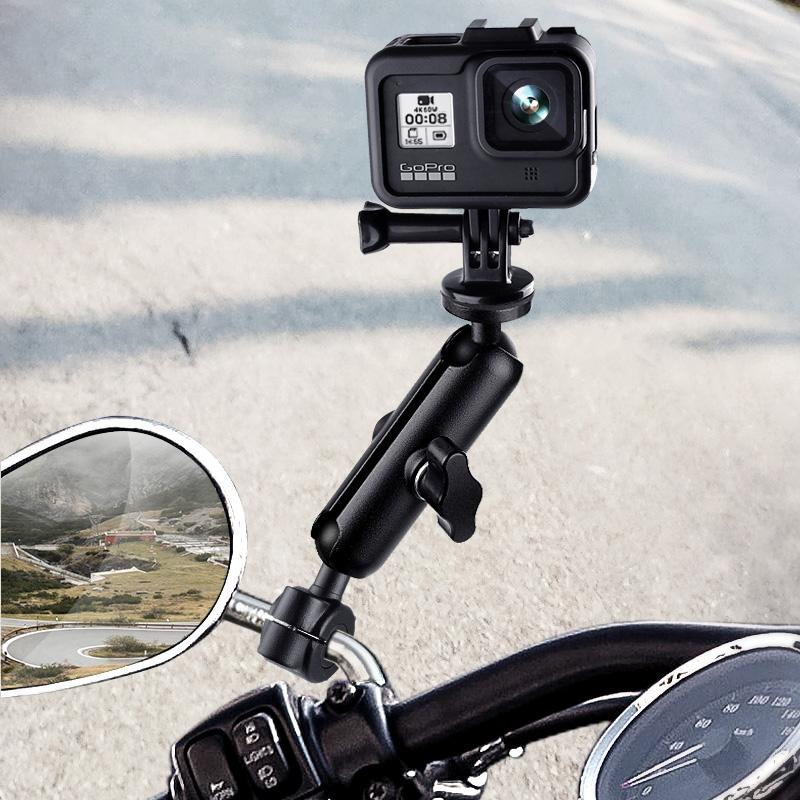 Motorcycle Rearview Mirror Mount For Action Cameras - 9Cm Rod 20Mm Ball Head Tripod Adapter-1915196706828455939